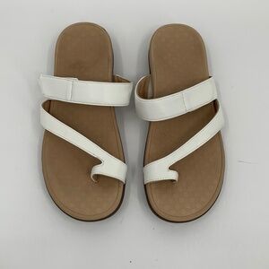 Vionic Morgan slide sandal shoe toe ring strap white cream comfort strappy 11